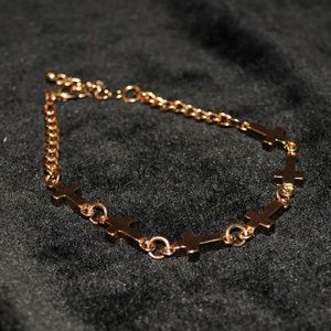 Gold Cross Bracelet Adjustable 8049